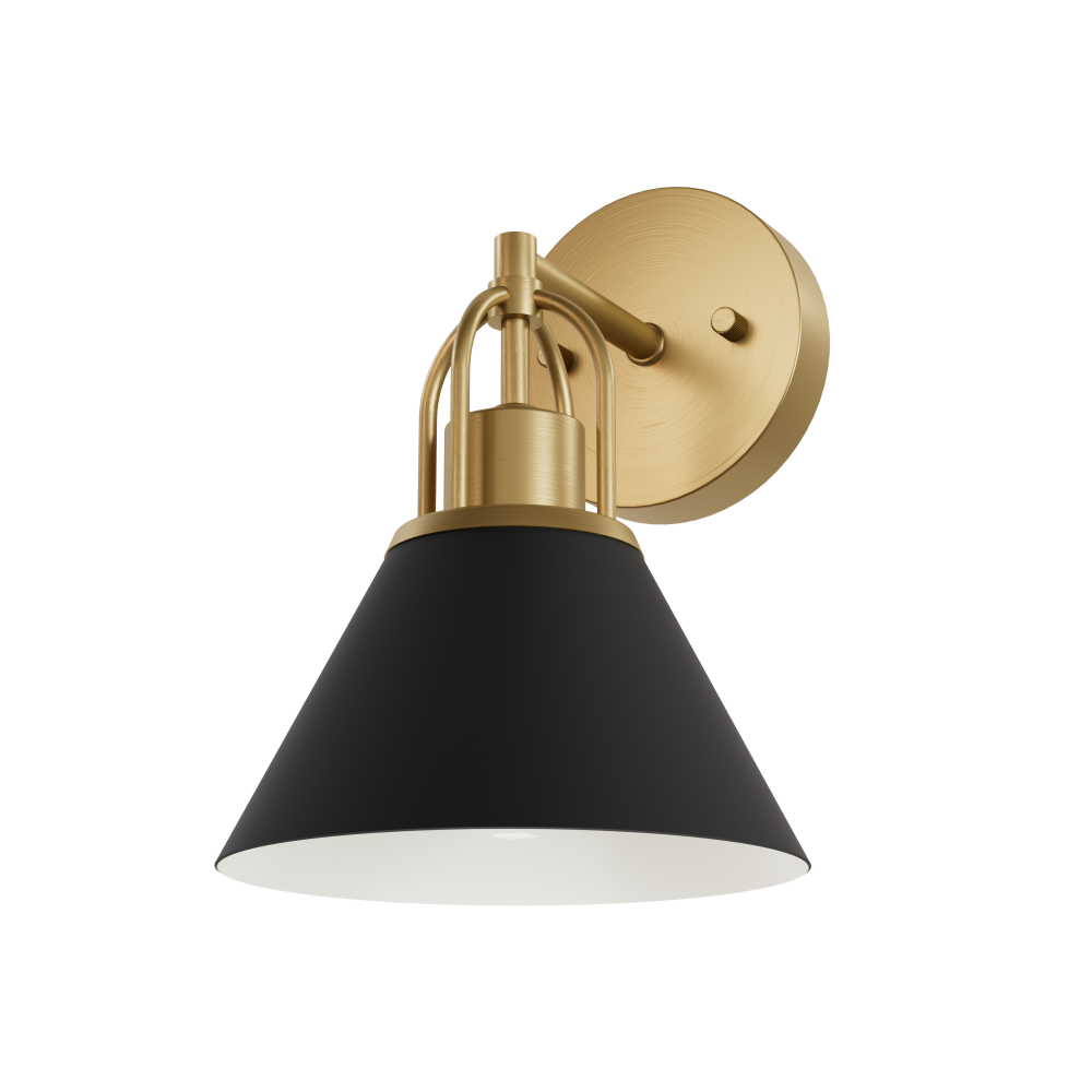 Hunter Carrington Isle Matte Black and Luxe Gold 1 Light Sconce Wall Light Fixture