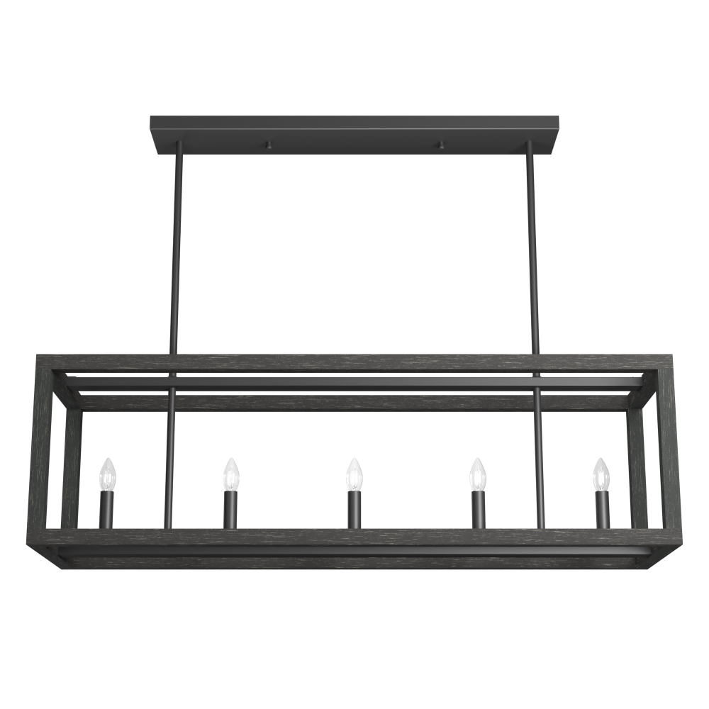 Hunter Squire Manor Matte Black and Dark Ash 5 Light Large Chandelier Ceiling Light Fixture