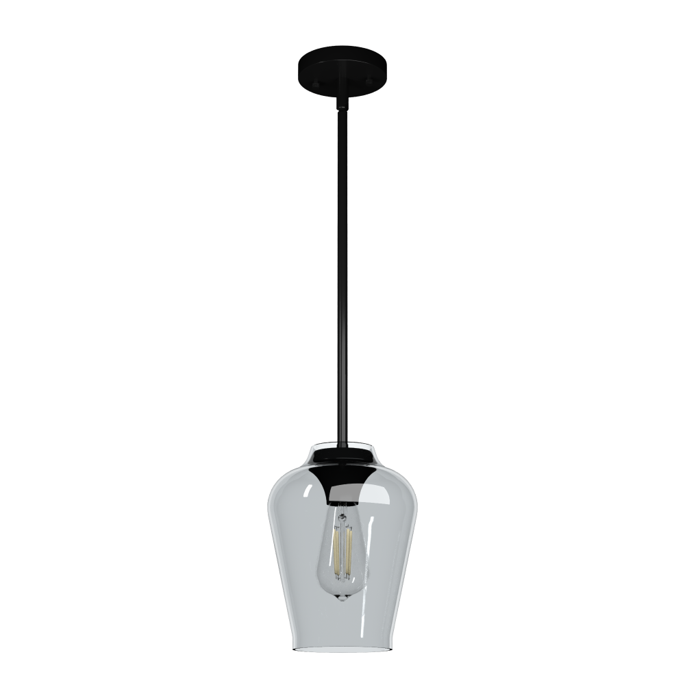 Hunter Vidria Matte Black with Smoked Glass 1 Light Pendant Ceiling Light Fixture