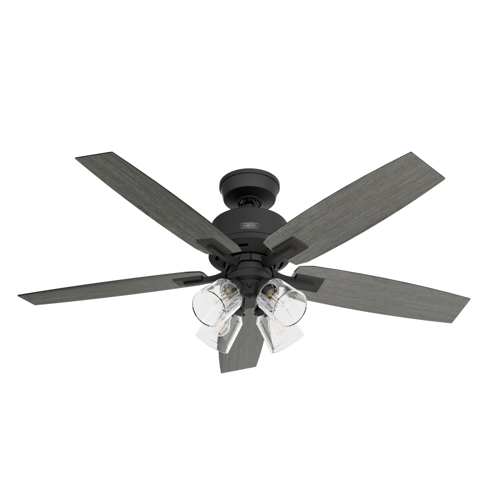 Hunter 52 inch Gatlinburg HunterExpress Matte Black Ceiling Fan with LED LT Kit and Handheld Remote