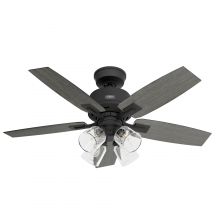 Hunter 52425 - Hunter 44 inch Gatlinburg Matte Black Ceiling Fan with LED Light Kit and Handheld Remote