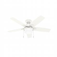 Hunter 52774 - Hunter 44 Inch Anisten Fresh White Ceiling Fan With LED Light Kit And Pull Chain