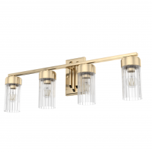 Hunter 19686 - Hunter Gatz Alturas Gold with Clear Glass 4 Light Bathroom Vanity Wall Light Fixture