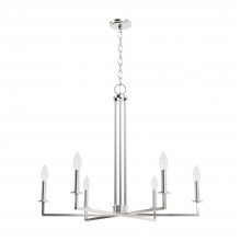 Hunter 19621 - Hunter Bearden Brushed Nickel 6 Light Chandelier Ceiling Light Fixture