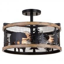 Vaxcel International C0263 - Kodiak 16-in. 3 Light Semi-Flush Black and Burnished Teak