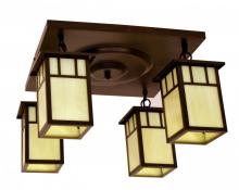 Arroyo Craftsman HCM-4L/4EGW-AB - 4" huntington 4 light ceiling mount without overlay (empty)