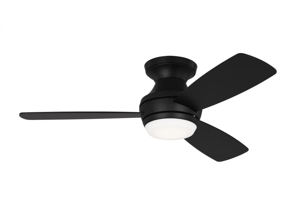 Ikon 44&#34; Dimmable Integrated LED Indoor Midnight Black Hugger Ceiling Fan with Light Kit