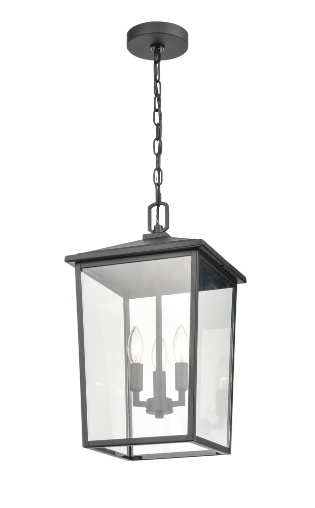 Fetterton 3-Light Outdoor Hanging Lantern Powder Coated Black