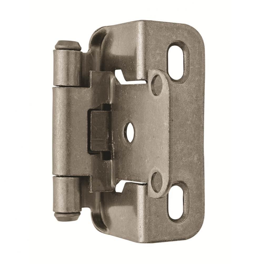 1/2in (13 mm) Overlay Self-Closing, Partial Wrap Weathered Nickel Hinge - 2 Pack