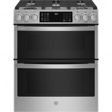 GE Profile Series PGS960YPFS - 30'' Smart Slide-In Front-Control Gas Double Oven Convection Fingerprint Resistant Range