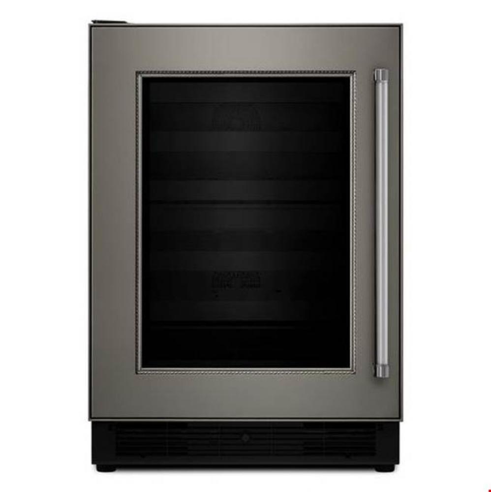 24&apos;&apos; Panel Ready Wine Cellar with Glass Door and Wood-Front Racks