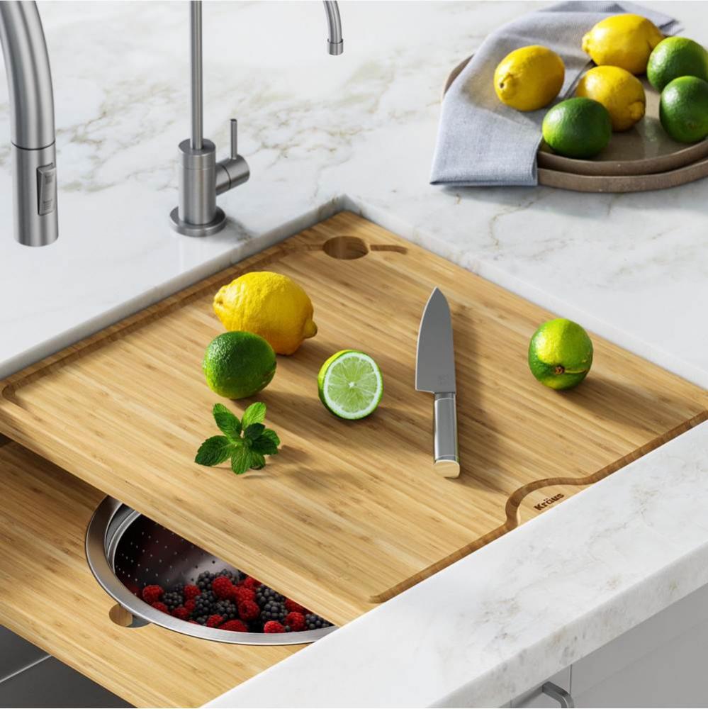 KRAUS Workstation Kitchen Sink 16 in. Solid Bamboo Cutting Board