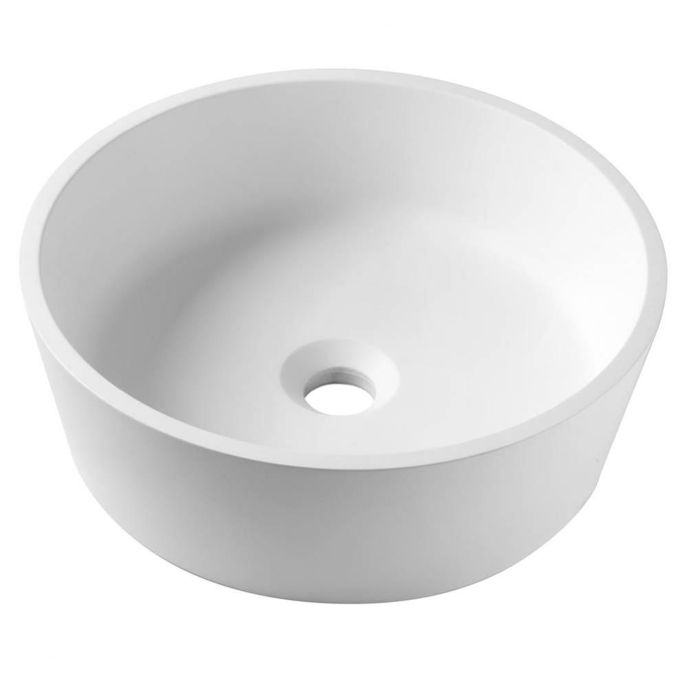 Natura Round Vessel Composite Bathroom Sink with Matte Finish and Nano Coating in White