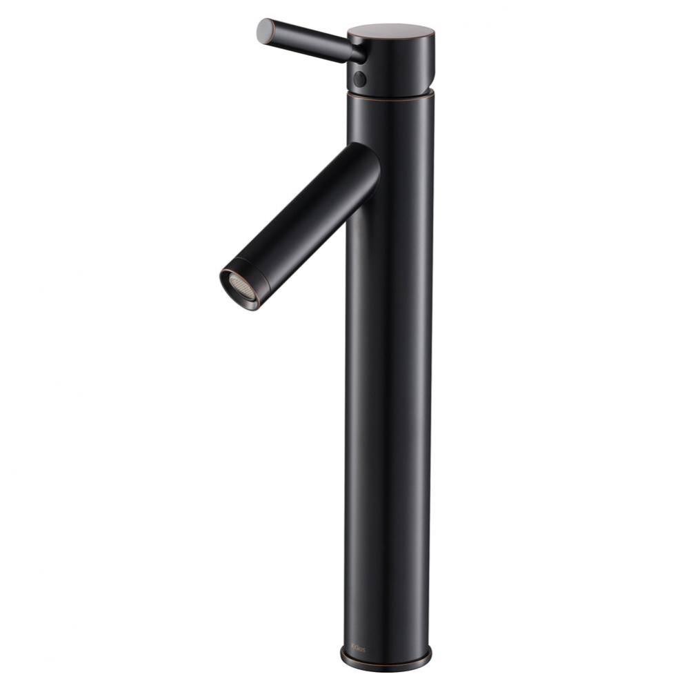 KRAUS Sheven Tall Vessel Bathroom Faucet with Pop-Up Drain, Oil Rubbed Bronze Finish