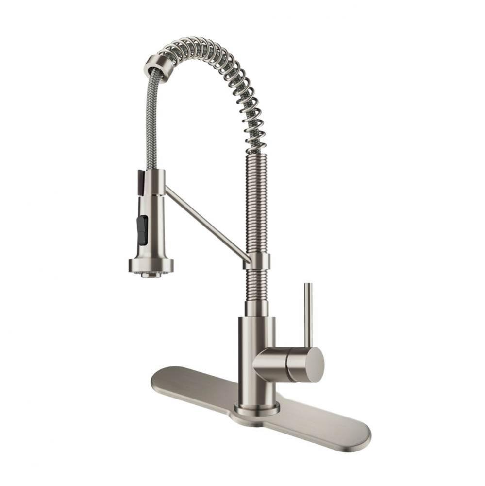 Spot Free Bolden 18-Inch Commercial Kitchen Faucet with Deck Plate in all-Brite Stainless Steel Fi