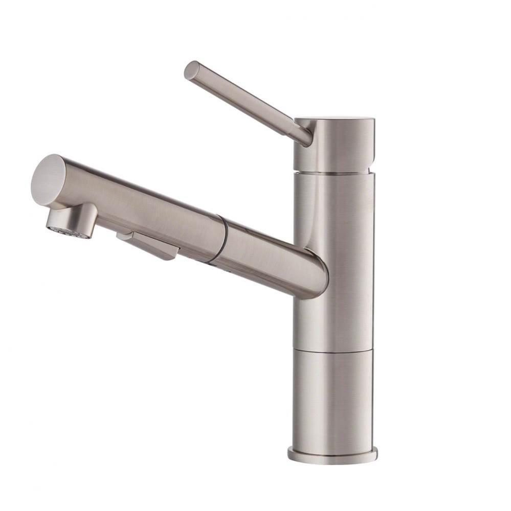 Geo Axis Single Handle Pull Out Kitchen Faucet in Stainless Steel Finish