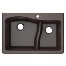 Kraus KGD-442BROWN - Quarza 33'' Dual Mount 60/40 Double Bowl Granite Kitchen Sink in Brown