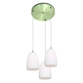 Three Light Brushed Steel Opal Glass Multi Light Pendant