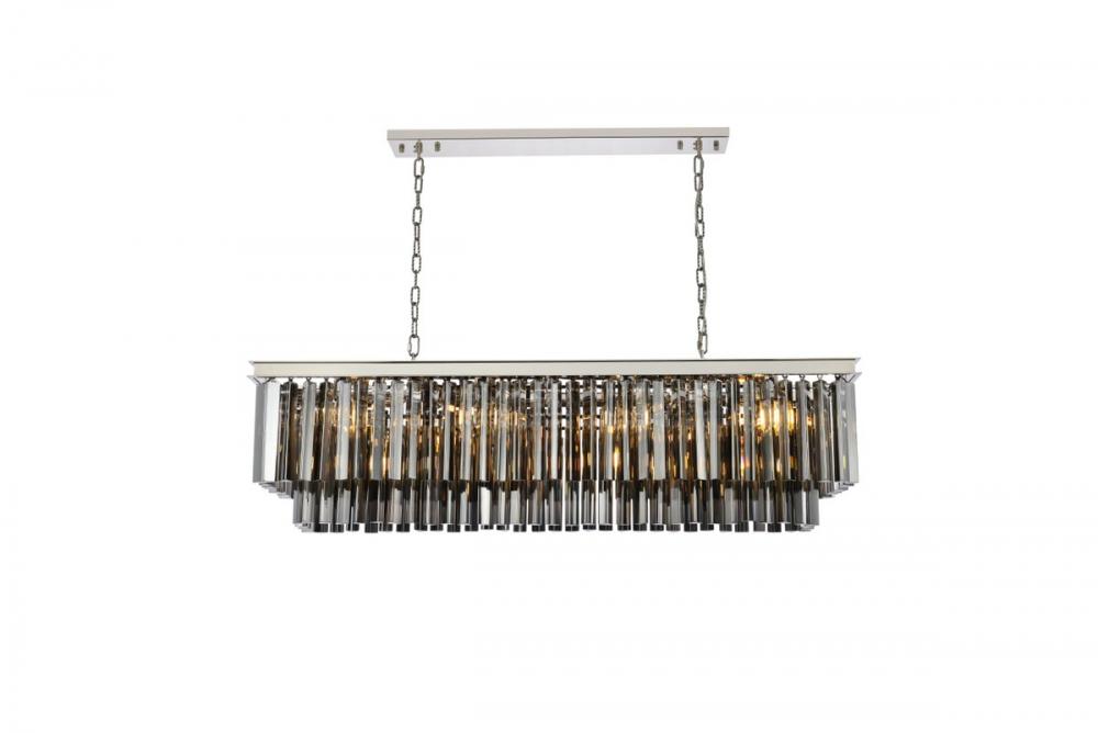 Sydney 12 Light Polished Nickel Chandelier Silver Shade (Grey) Royal Cut Crystal