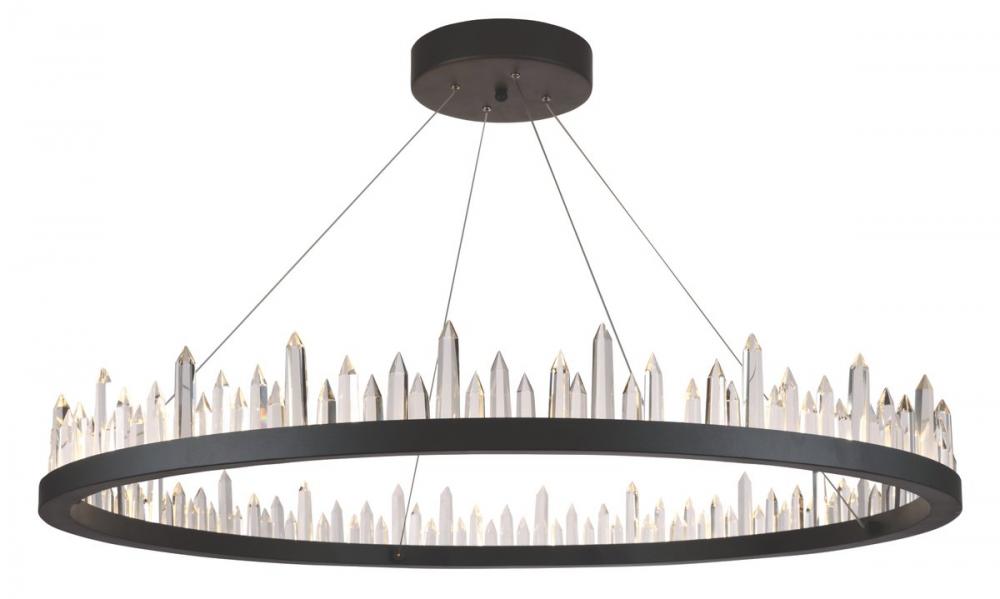 Malta 56 Light Satin Dark Grey Chandelier Clear Royal Cut Crystal