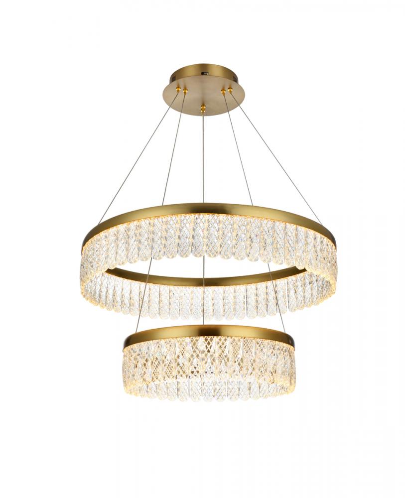 Rune 24 Inch Adjustable LED Chandelier in Satin Gold