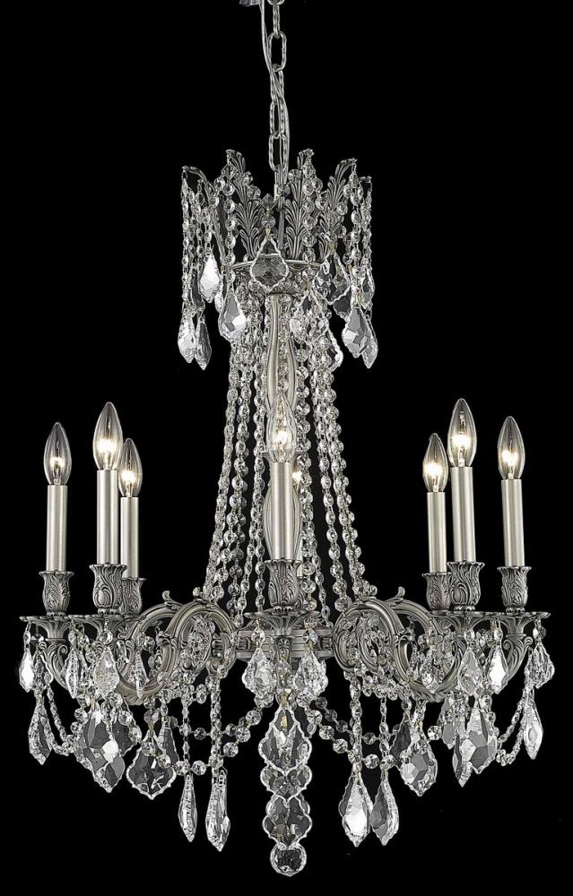 Rosalia 8 Light Pewter Chandelier Clear Royal Cut Crystal