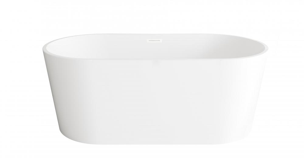 59 inch Bathtub in Glossy White with Polished White Trim