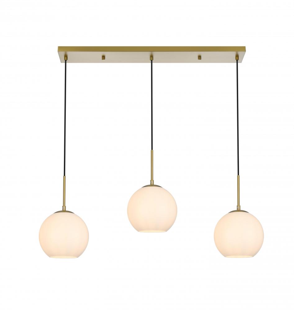 Baxter 36 Inch Pendant Frosted White Shade in Satin Gold