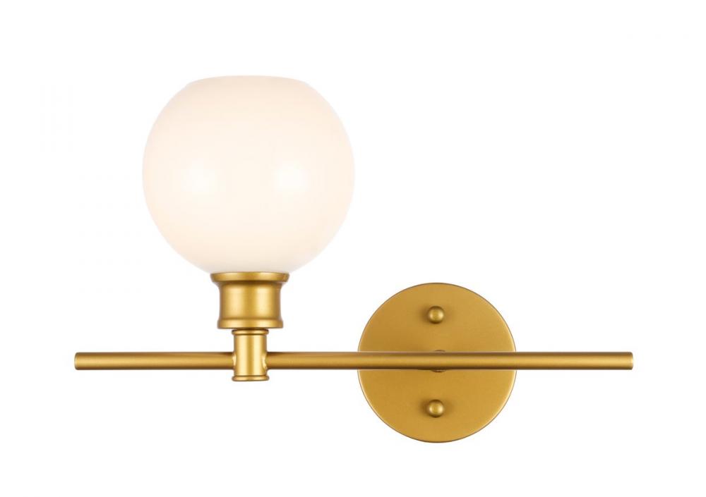 Collier 1 light Brass and Frosted white glass right Wall sconce