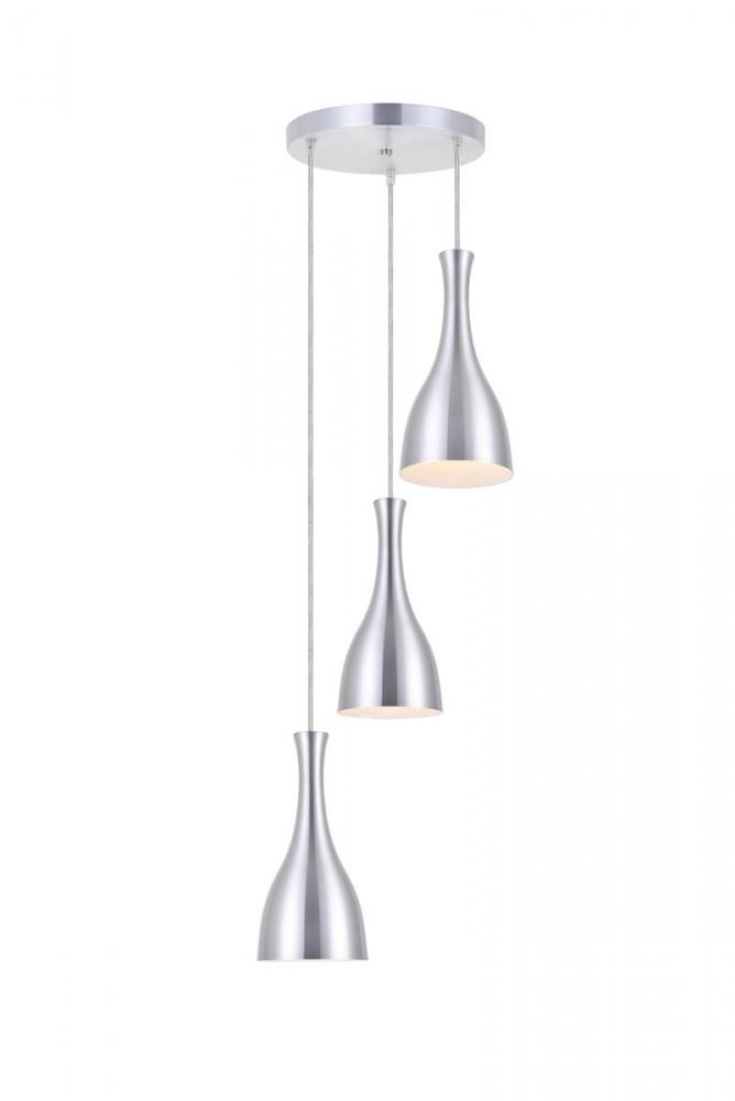 Aiken 3 Light Burnished Nickel Pendant