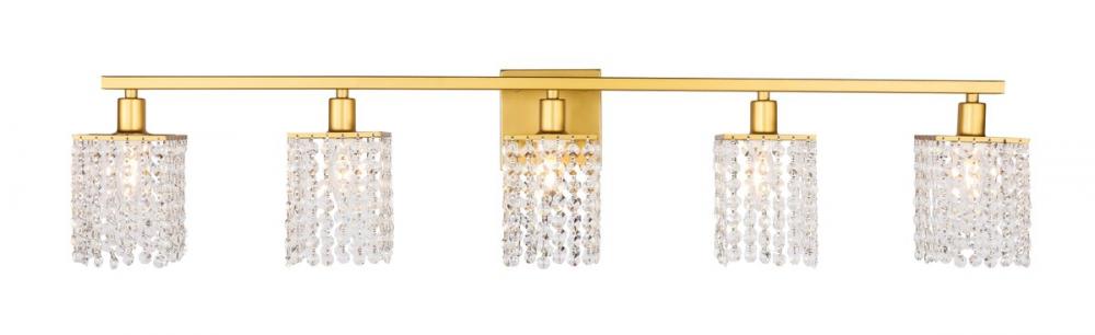 Phineas 5 light Brass and Clear Crystals wall sconce