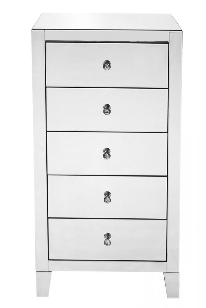 5 Drawer Chest 24 in x 18 in x 45 in.in clear mirror