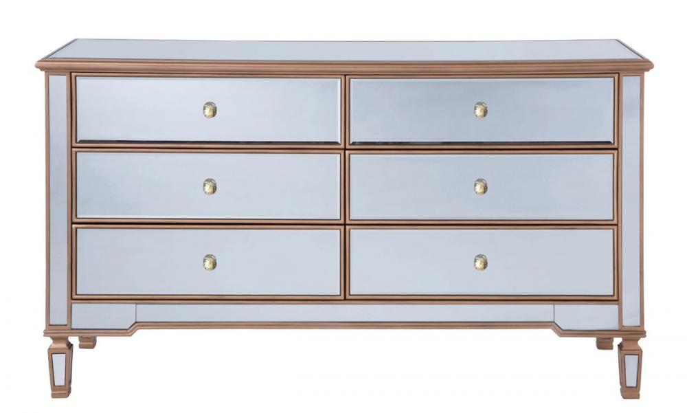 6 Drawers Cabinet 60 in. x 20 in. x 34 in. in Gold paint