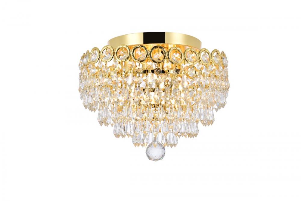 Century 4 Light Gold Flush Mount Clear Royal Cut Crystal