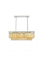 Elegant 1232D40PN-GT/RC - Sydney 12 Light Polished Nickel Chandelier Golden Teak (Smoky) Royal Cut Crystal