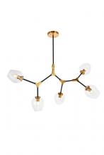 Elegant 1712D42LAB - Cavoli 5 Light in Light Antique Brass and Flat Black Pendant