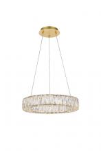 Elegant 3503D17G - Monroe Integrated LED Chip Light Gold Pendant Clear Royal Cut Crystal