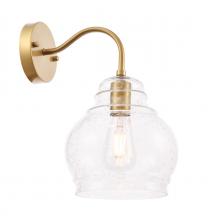 Elegant LD6194BR - Pierce 1 light Brass and Clear seeded glass wall sconce