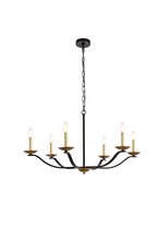 Elegant LD641D36BRK - Trey 36 Inch Pendant in Black and Brass