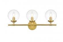 Elegant LD7302W24BRA - Ingrid 3 Light Brass and Clear Bath Sconce