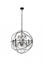 Elegant LD8801D32BK - Cordelia 8 Light Black Crystal Pendant