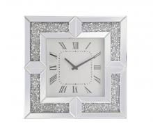 Elegant MR9208 - 20 Inch Square Crystal Wall Clock Silver Royal Cut Crystal