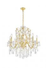  V2015D28G/RC - St. Francis 12 Light Gold Chandelier Clear Royal Cut Crystal