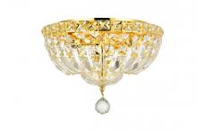  V2528F12G/RC - Tranquil 4 Light Gold Flush Mount Clear Royal Cut Crystal