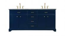 Elegant VF15072DBL - 72 Inch Double Bathroom Vanity in Blue