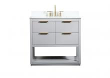 Elegant VF19236GR-BS - 36 Inch Single Bathroom Vanity in Grey with Backsplash