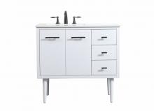 Elegant VF48036MWH - 36 Inch Single Bathroom Vanity in White