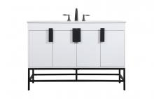 Elegant VF48848MWH - 48 Inch Single Bathroom Vanity in White