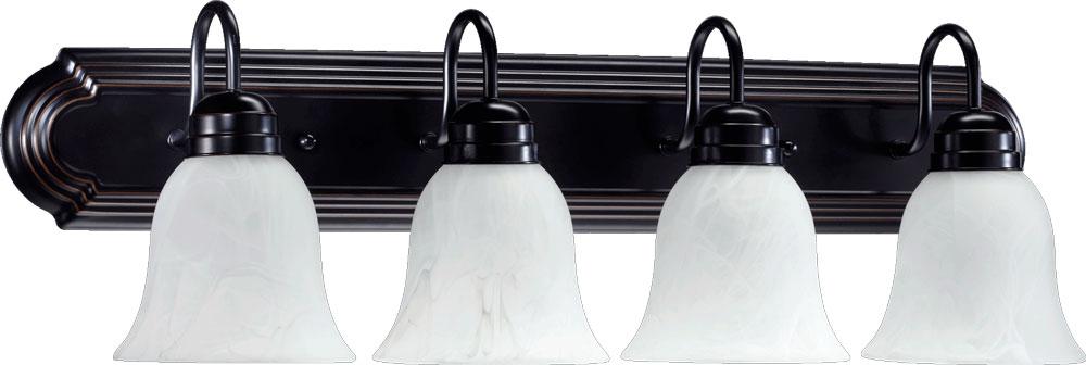 Four Light Old World White Glass Vanity