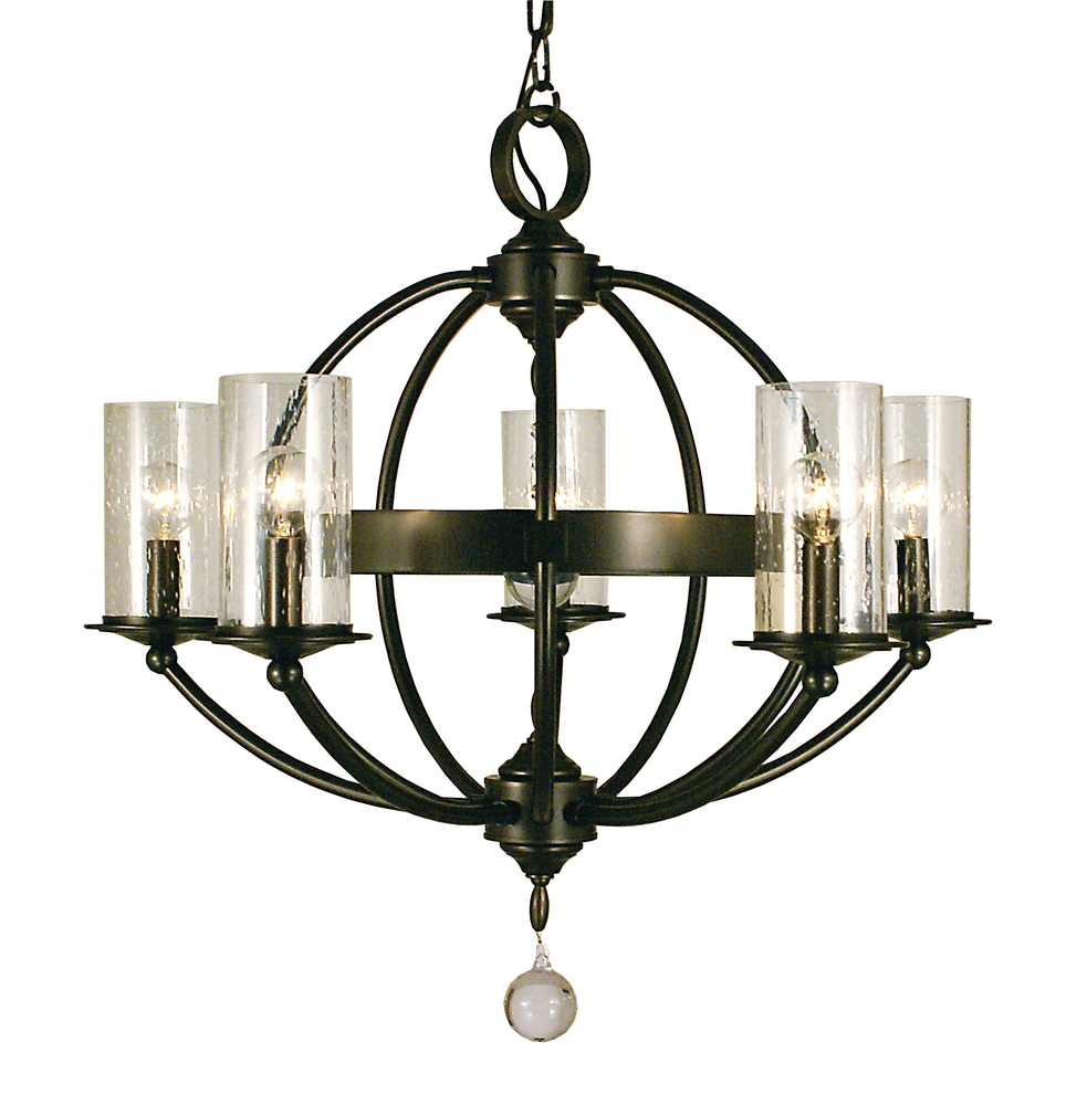 5-Light Matte Black Compass Dining Chandelier